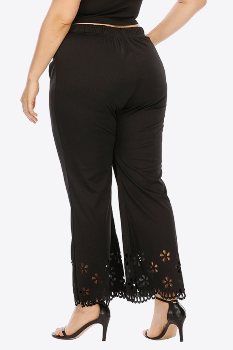 Openwork Elastic Waist Pants - Deb Shops