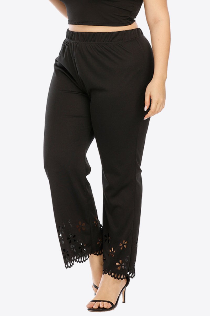 Openwork Elastic Waist Pants - Deb Shops