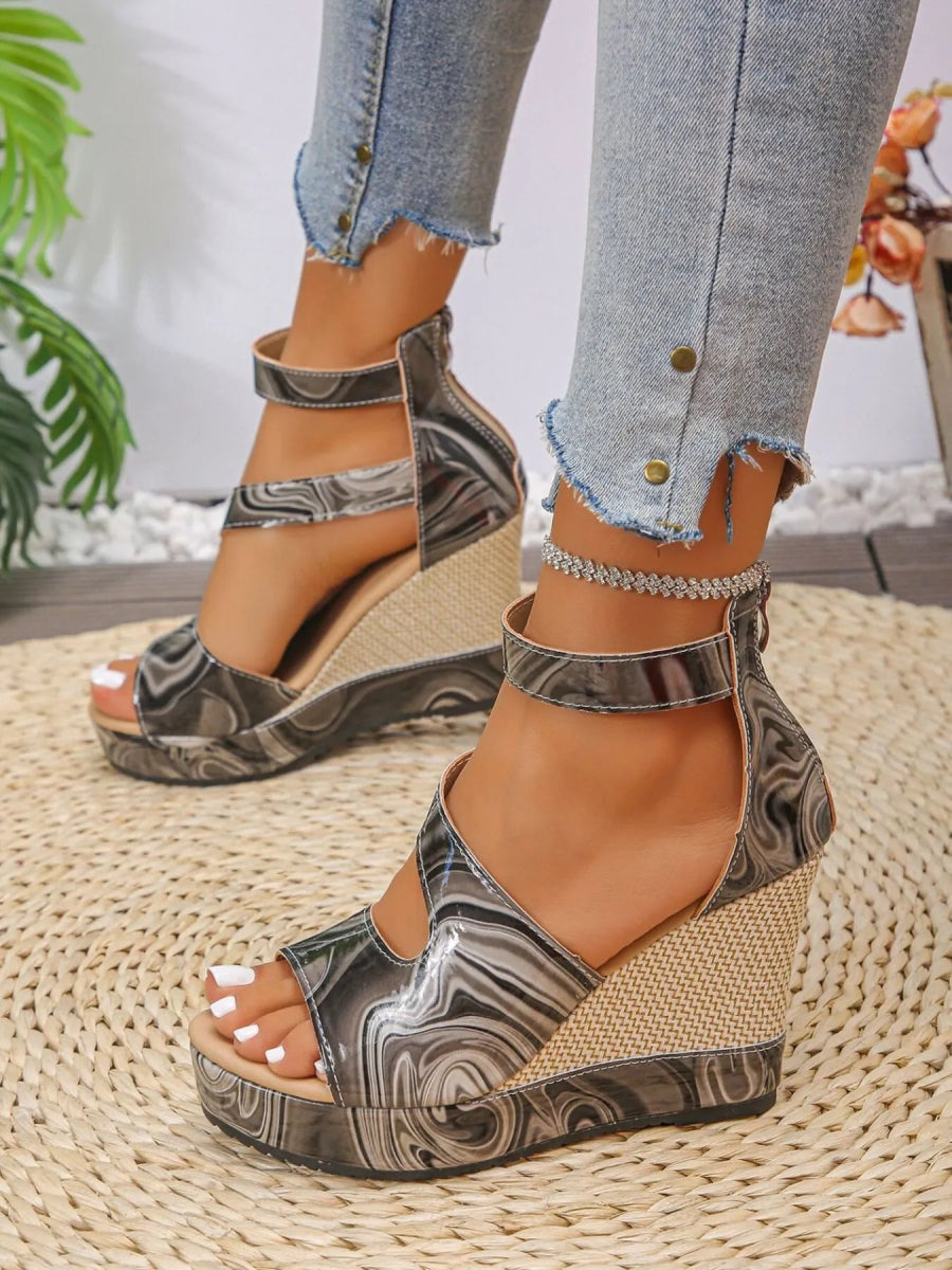 Platform Wedge Sandals with Ankle Strap - Deb Shops