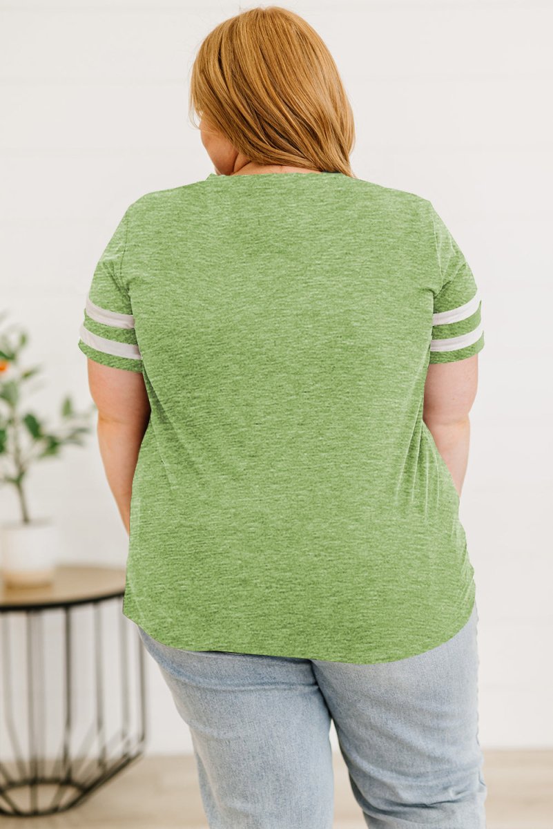 Plus Size Striped V - Neck Tee Shirt - Deb Shops
