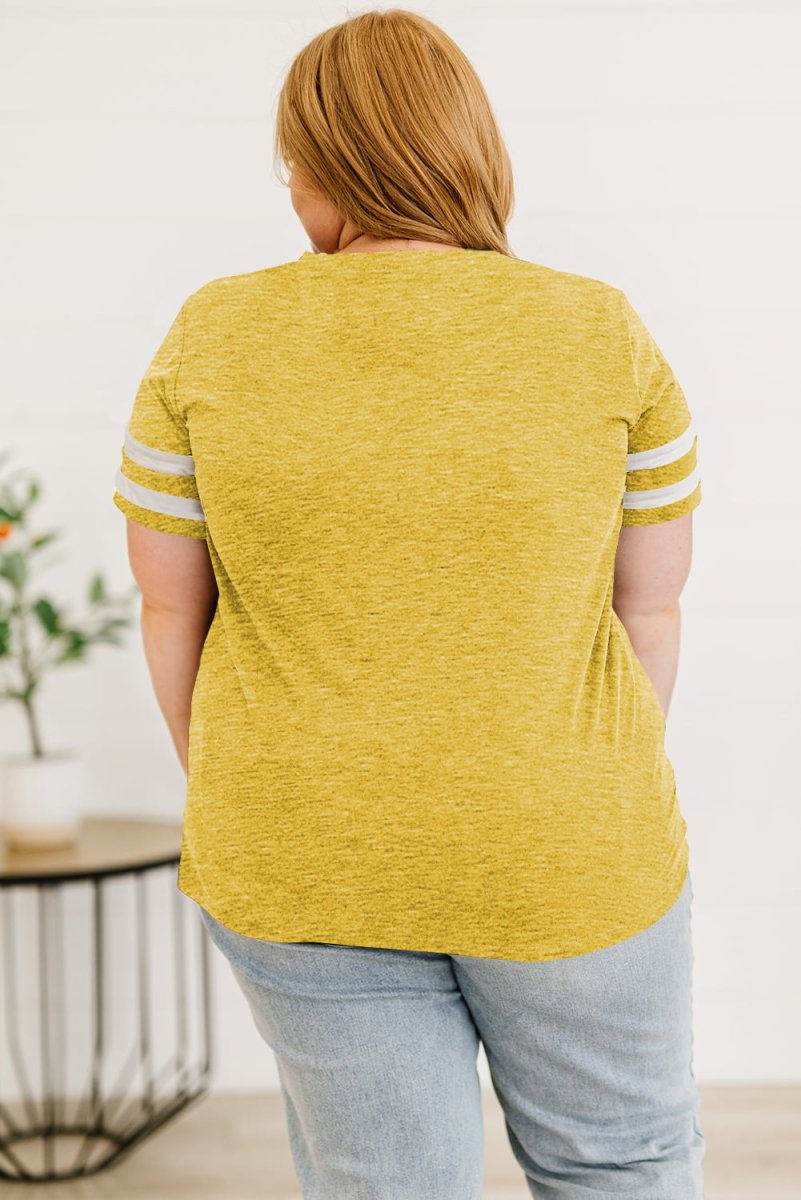 Plus Size Striped V - Neck Tee Shirt - Deb Shops