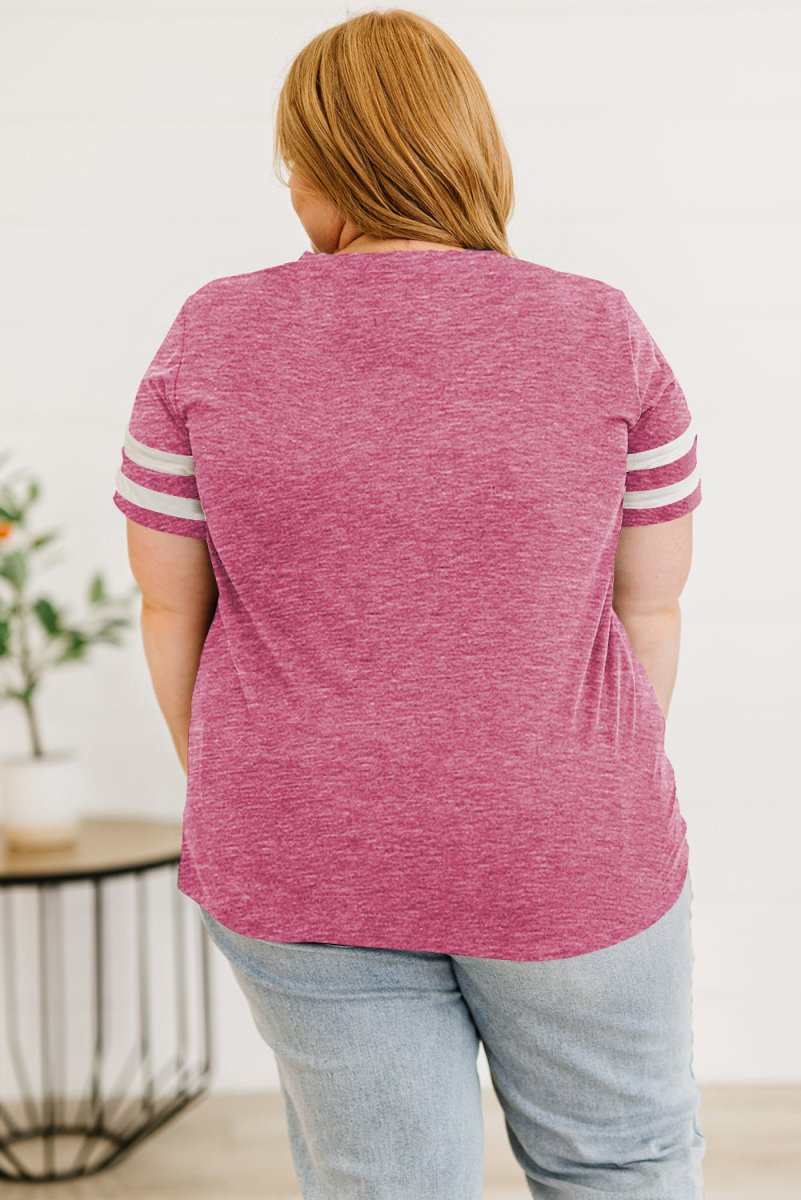 Plus Size Striped V - Neck Tee Shirt - Deb Shops