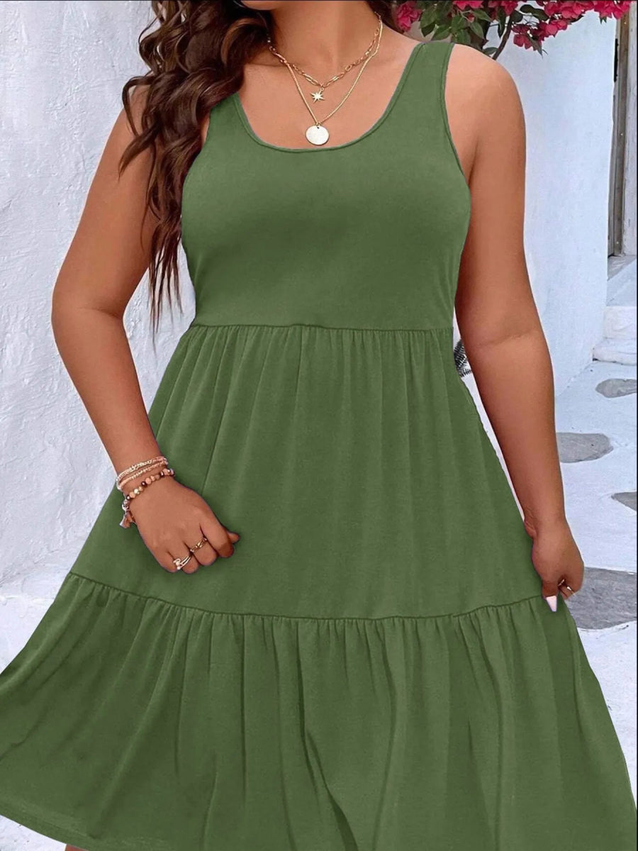 Plus Size Tiered Scoop Neck Tank Dress - Deb Shops