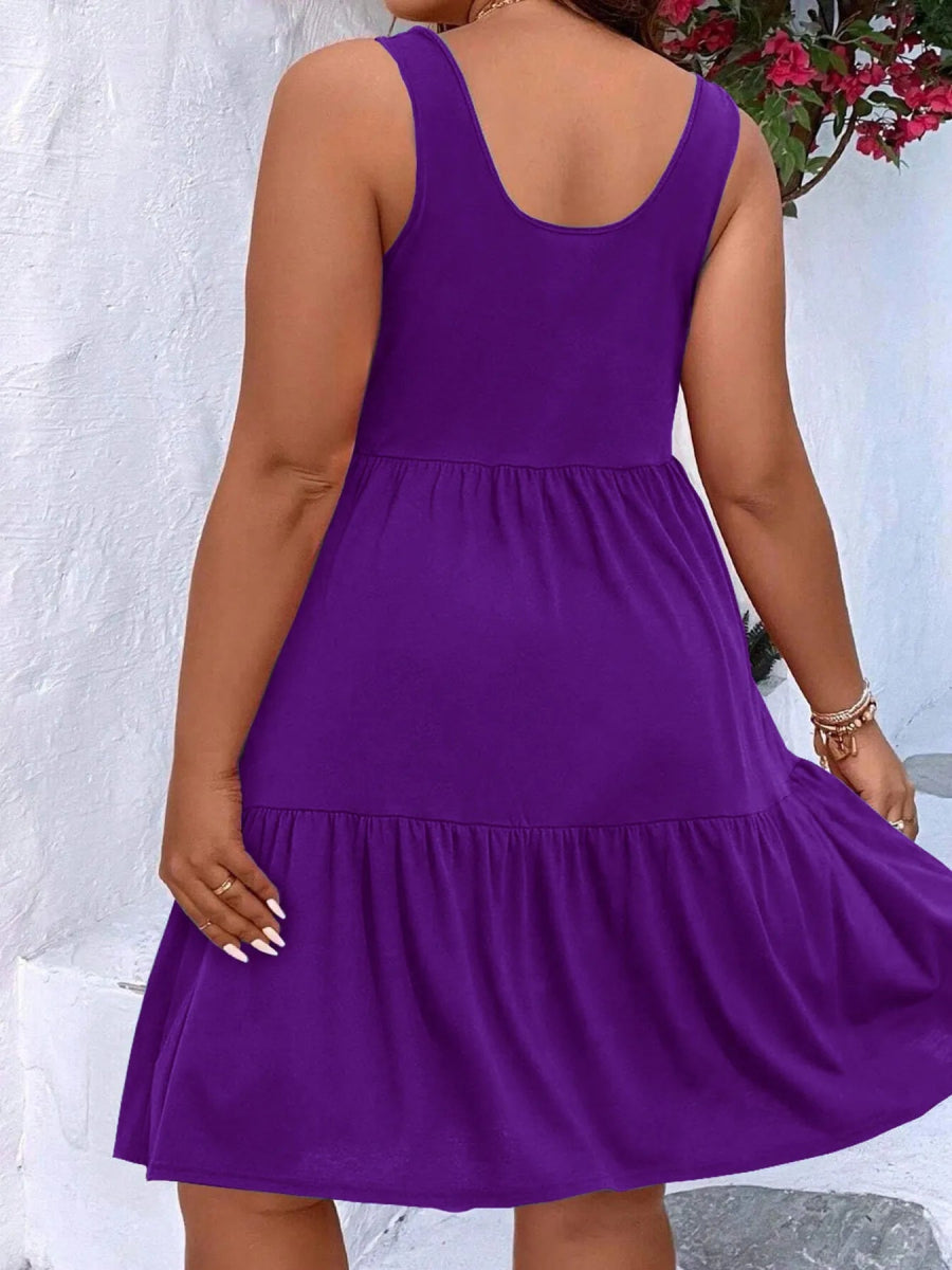 Plus Size Tiered Scoop Neck Tank Dress - Deb Shops