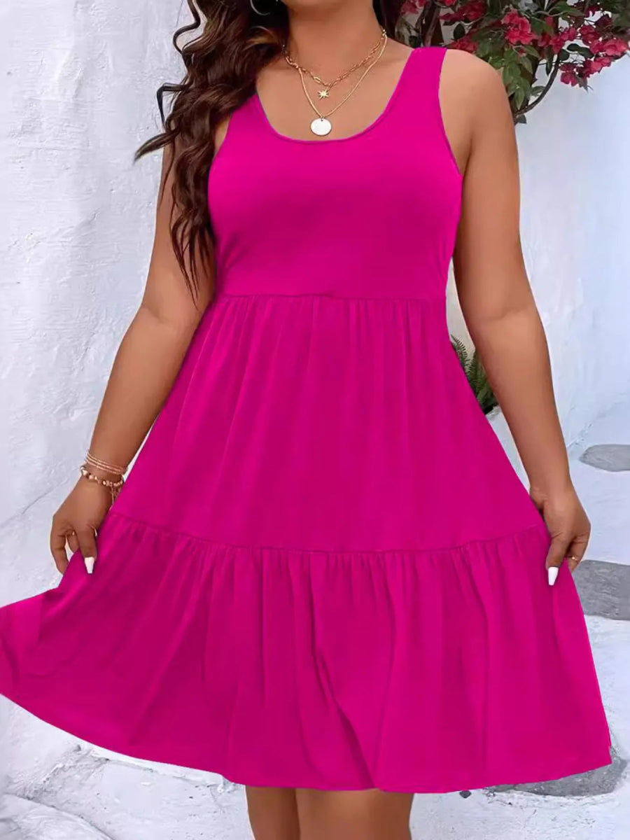 Plus Size Tiered Scoop Neck Tank Dress - Deb Shops