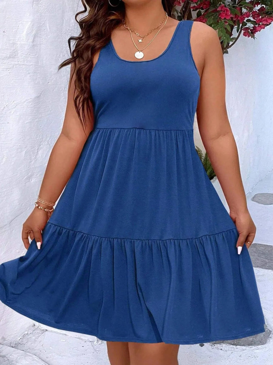 Plus Size Tiered Scoop Neck Tank Dress - Deb Shops