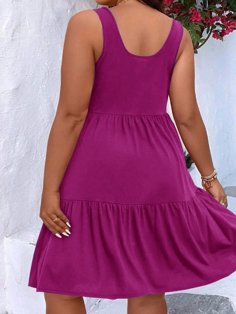 Plus Size Tiered Scoop Neck Tank Dress - Deb Shops