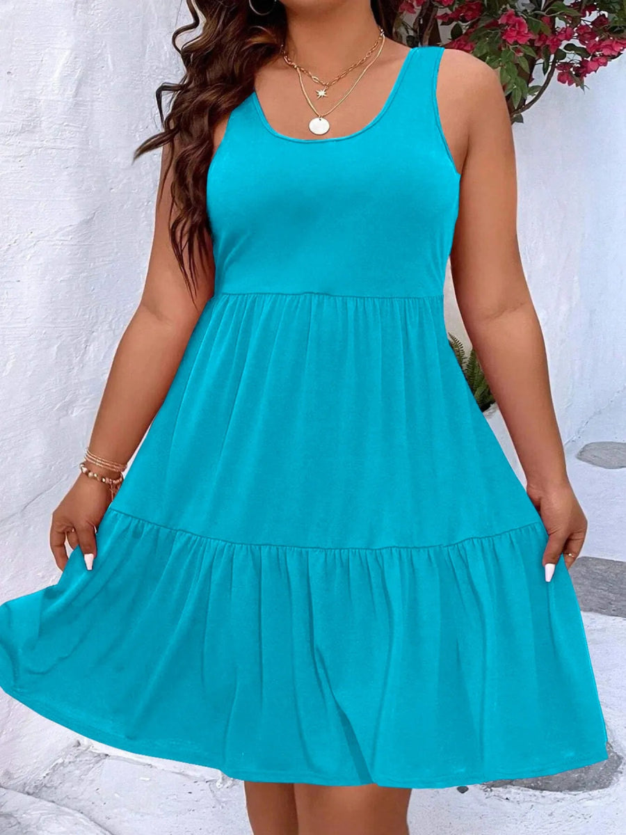 Plus Size Tiered Scoop Neck Tank Dress - Deb Shops