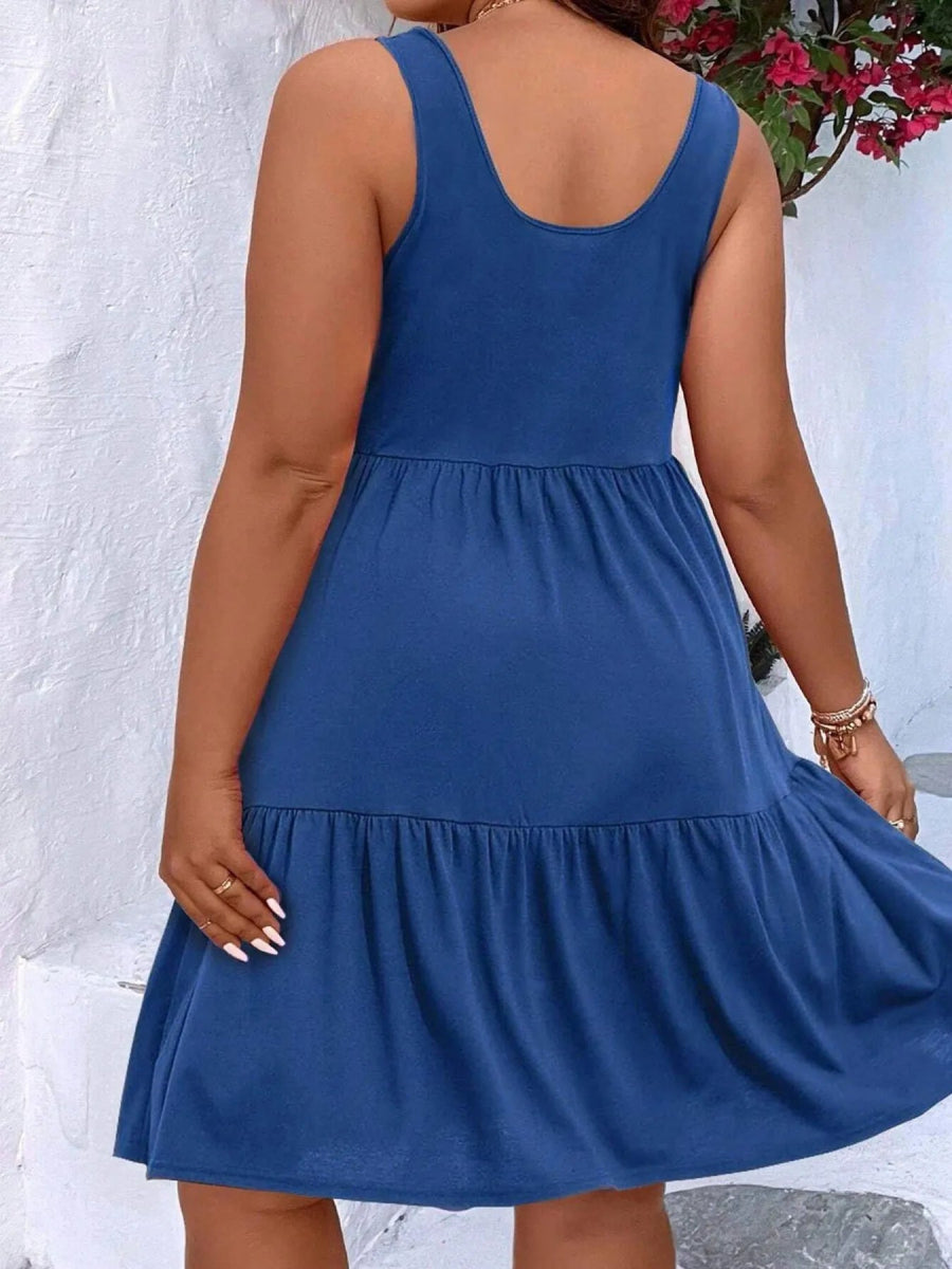 Plus Size Tiered Scoop Neck Tank Dress - Deb Shops