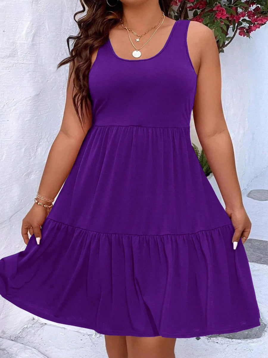 Plus Size Tiered Scoop Neck Tank Dress - Deb Shops