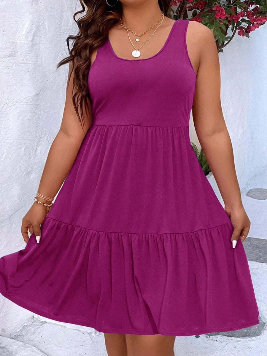 Plus Size Tiered Scoop Neck Tank Dress - Deb Shops