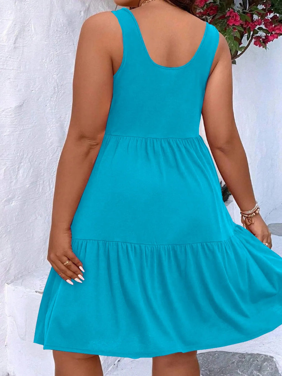 Plus Size Tiered Scoop Neck Tank Dress - Deb Shops
