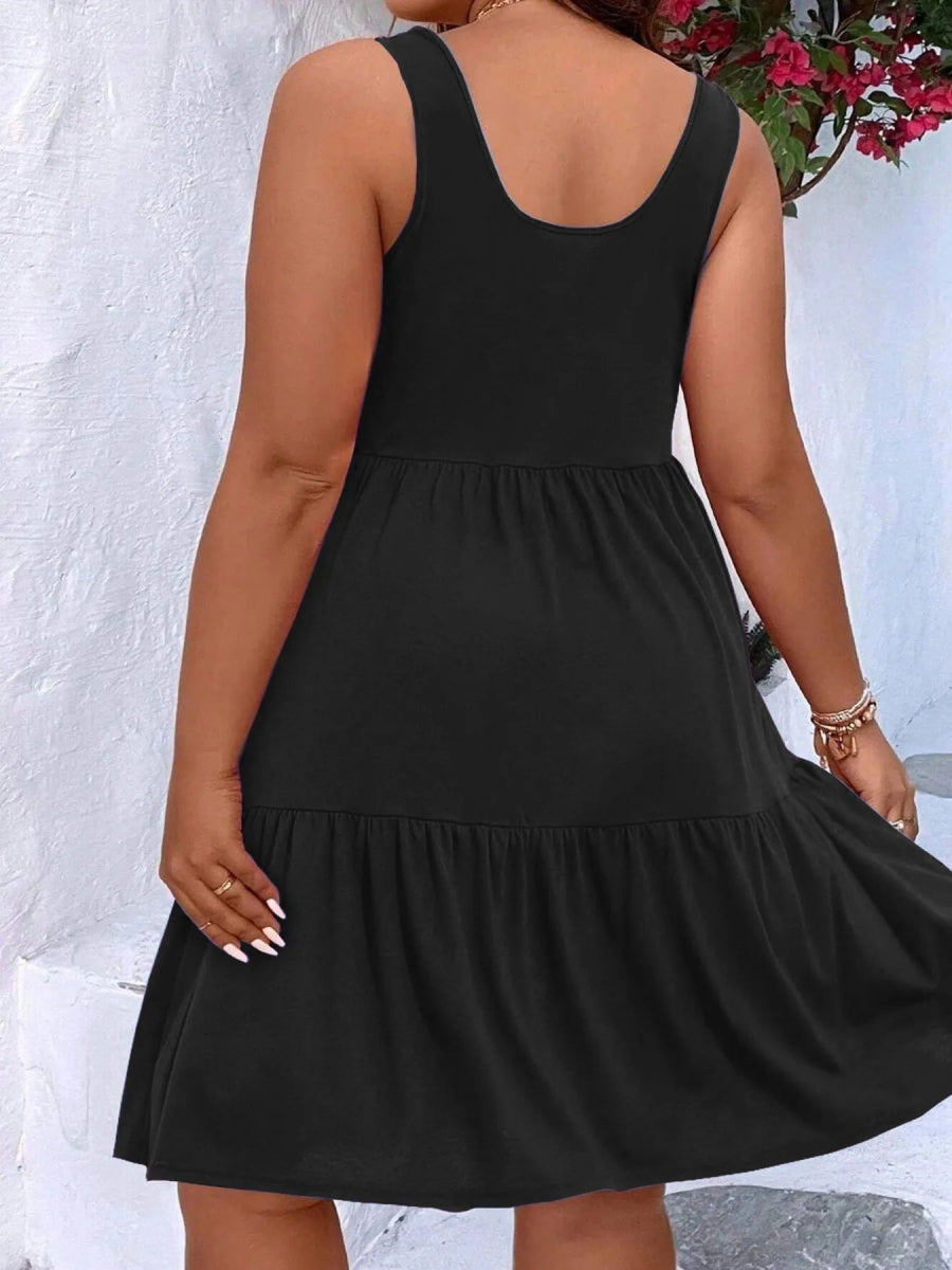 Plus Size Tiered Scoop Neck Tank Dress - Deb Shops