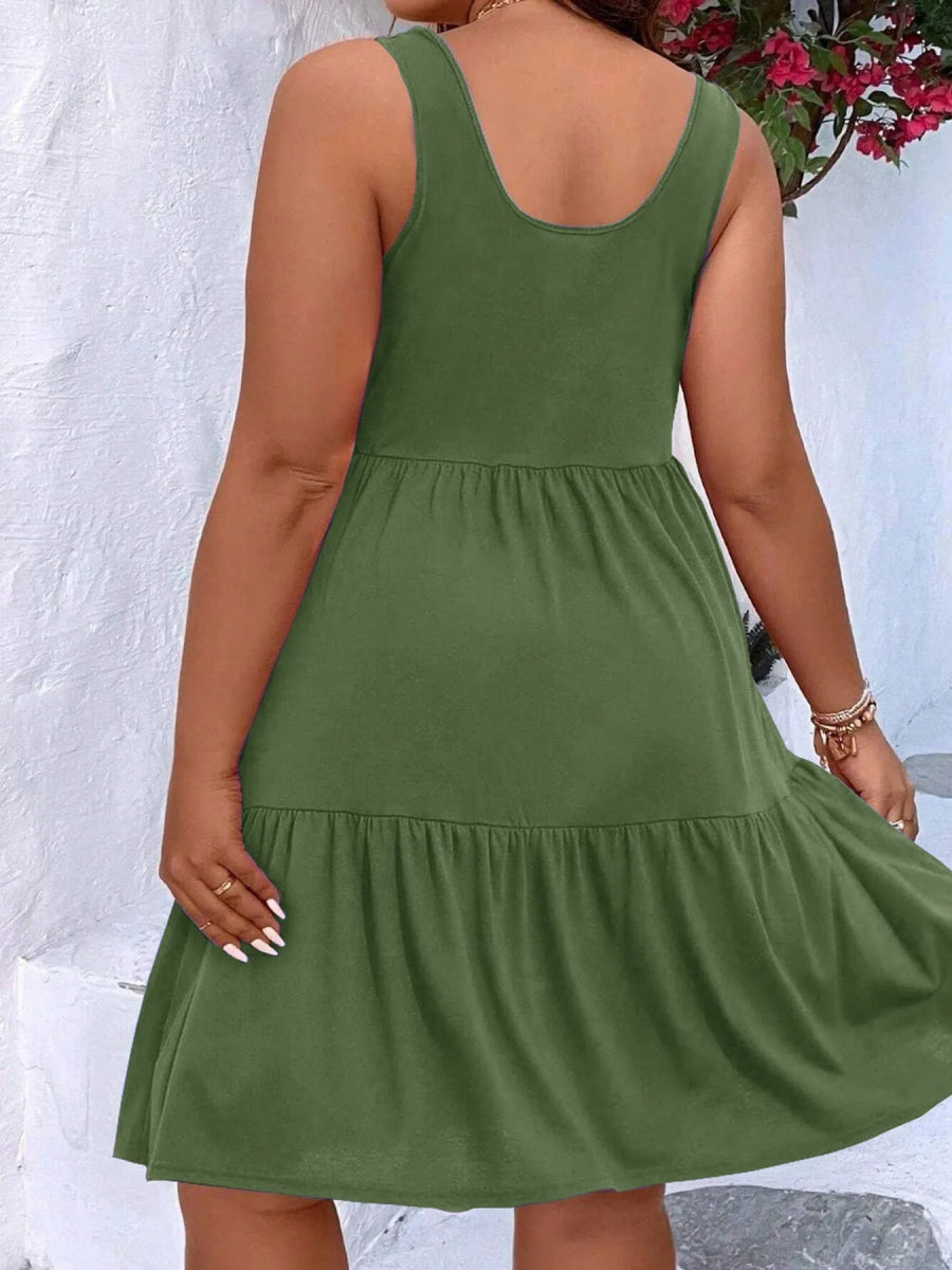 Plus Size Tiered Scoop Neck Tank Dress - Deb Shops