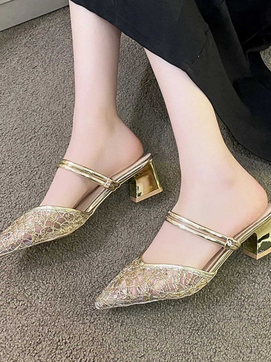 Trendy Point Toe Block Heels Sandals - Deb Shops