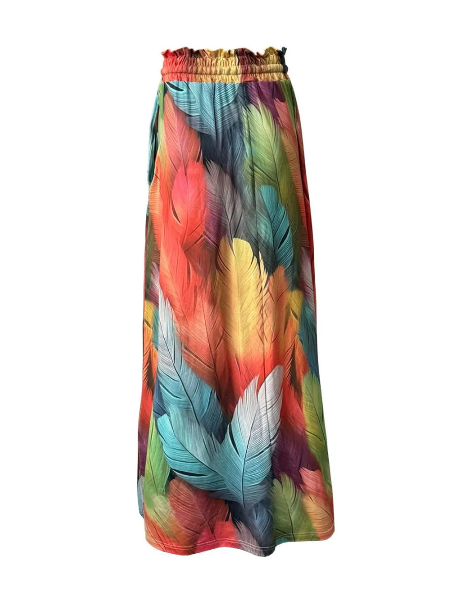 Printed Maxi Skirt with Pockets - Deb Shops