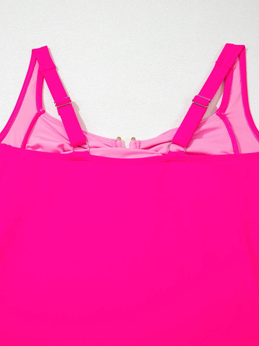 Ruched Tummy Control Tankini 2pcs Swimsuit - Deb Shops