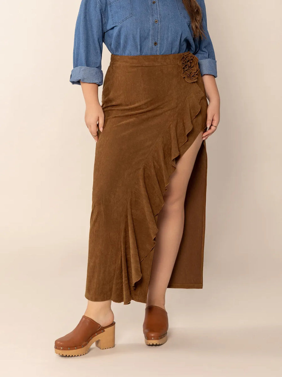 Ruffled Slit High Rise Skirt - Deb Shops