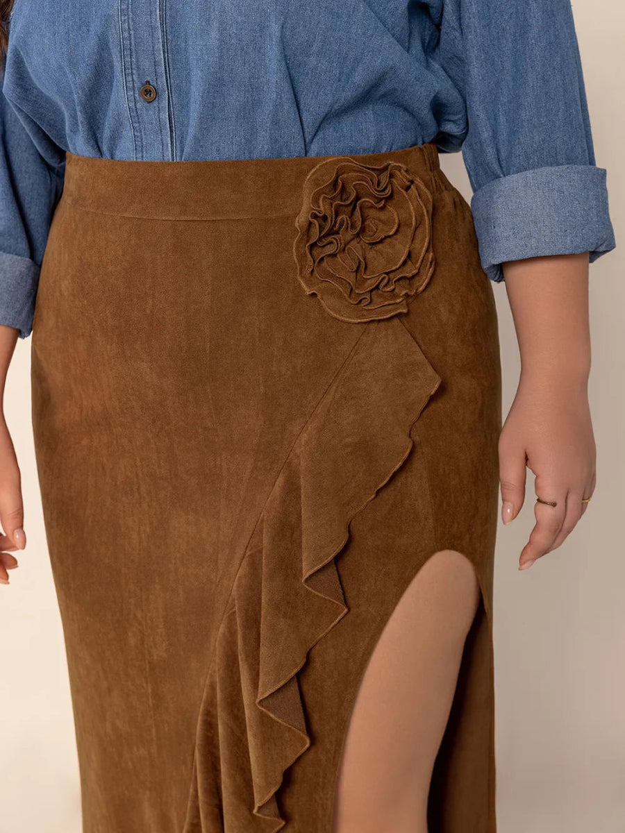 Ruffled Slit High Rise Skirt - Deb Shops
