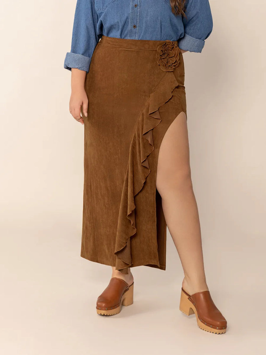 Ruffled Slit High Rise Skirt - Deb Shops