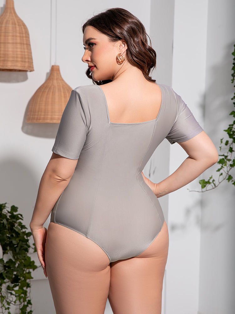 Scoop Neck Short Sleeve One - Piece Swimsuit - Deb Shops