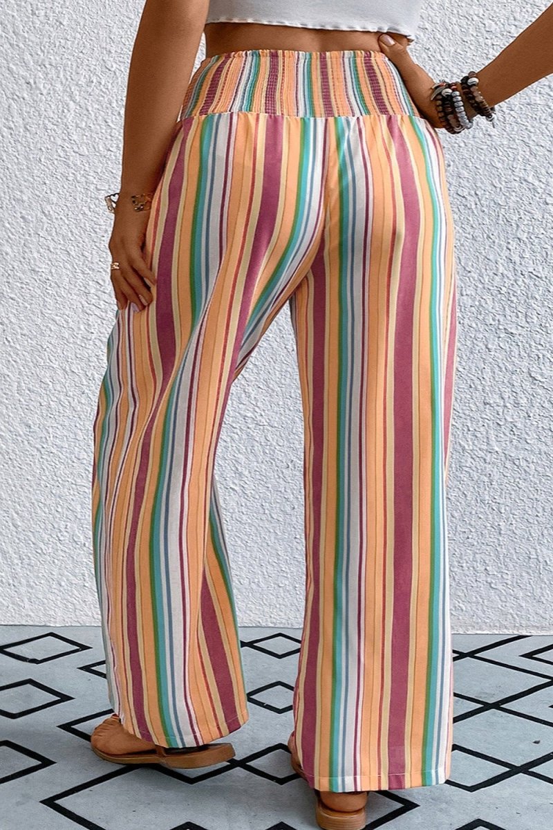 Striped Wide Leg Pants - Deb Shops