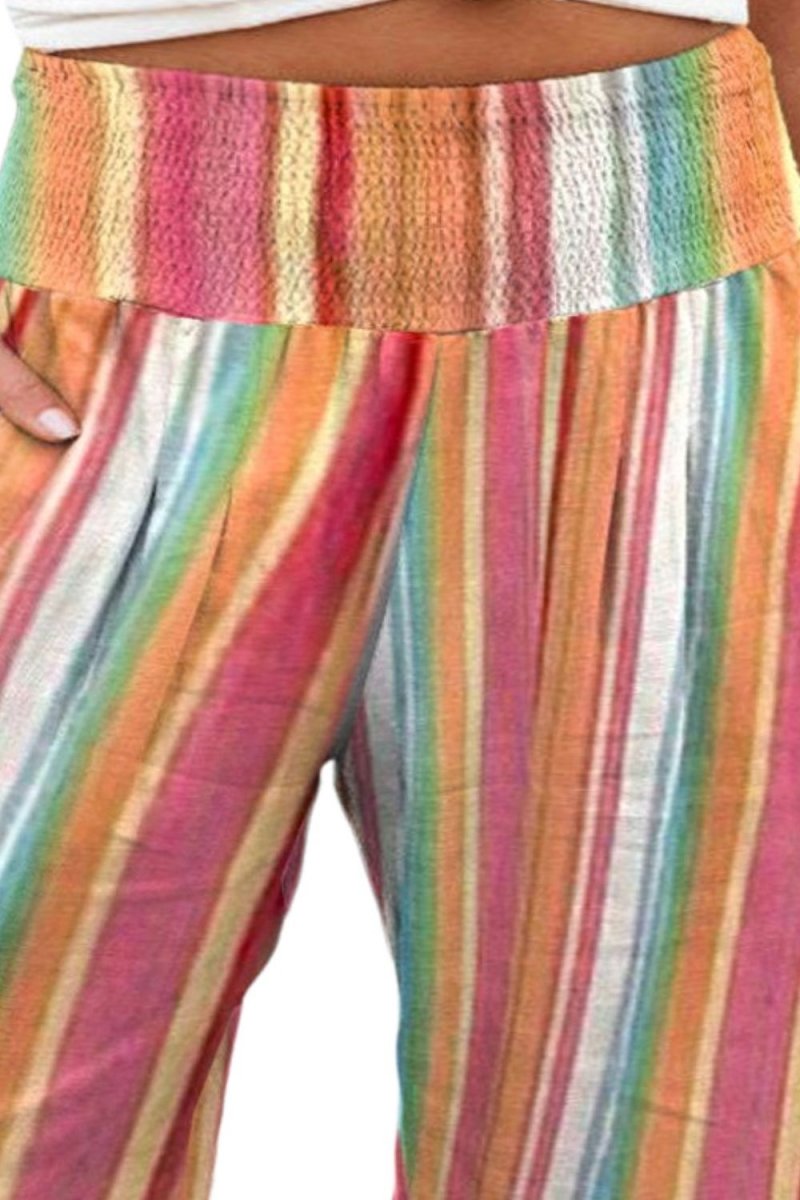 Striped Wide Leg Pants - Deb Shops