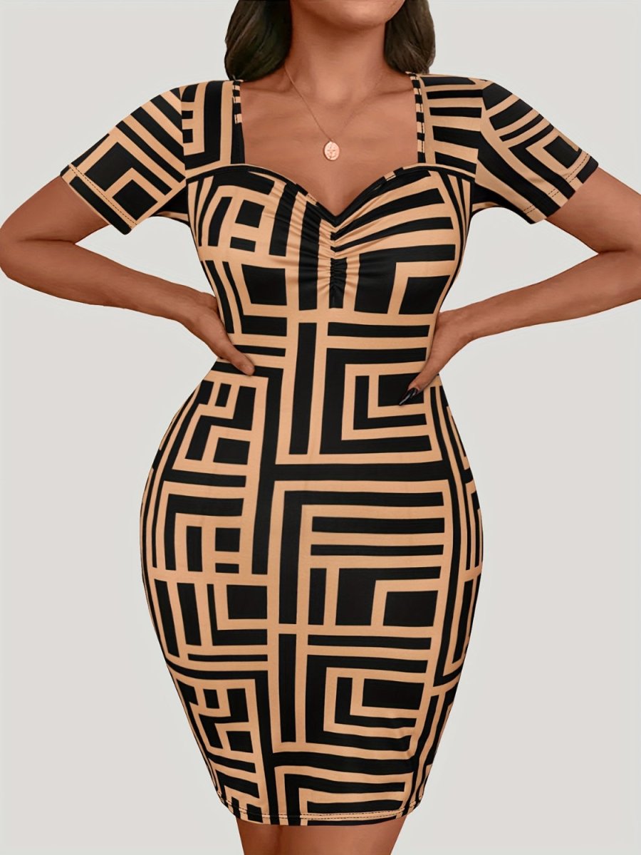 Sweetheart Neck Short Sleeve Mini Dress - Deb Shops