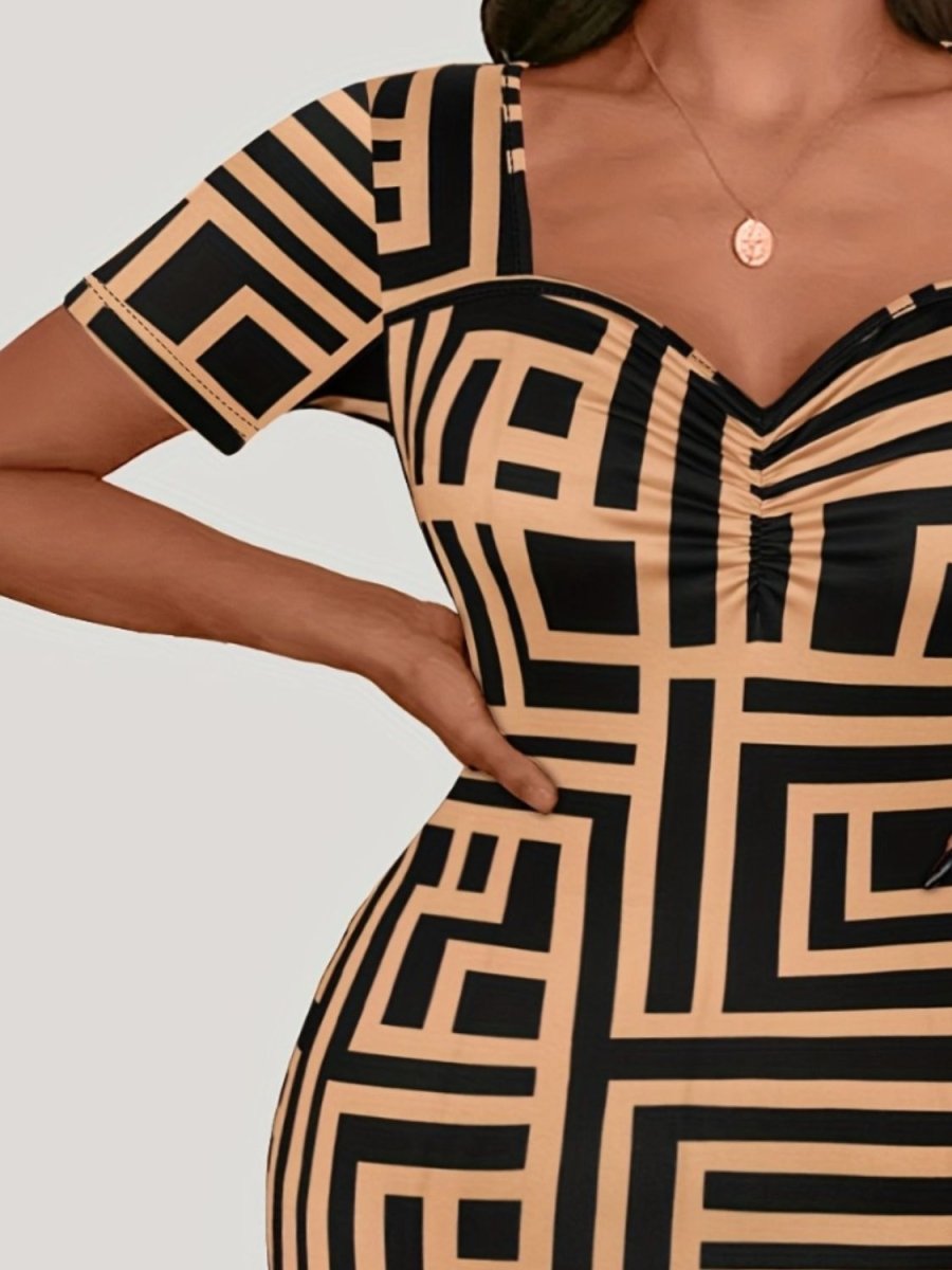 Sweetheart Neck Short Sleeve Mini Dress - Deb Shops