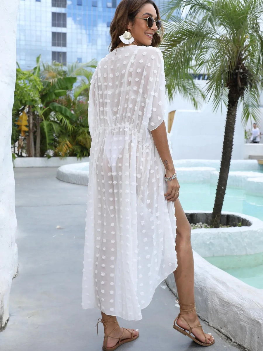 Swiss Dot Sheer Beach Cover Up Maxi Dress - Deb Shops