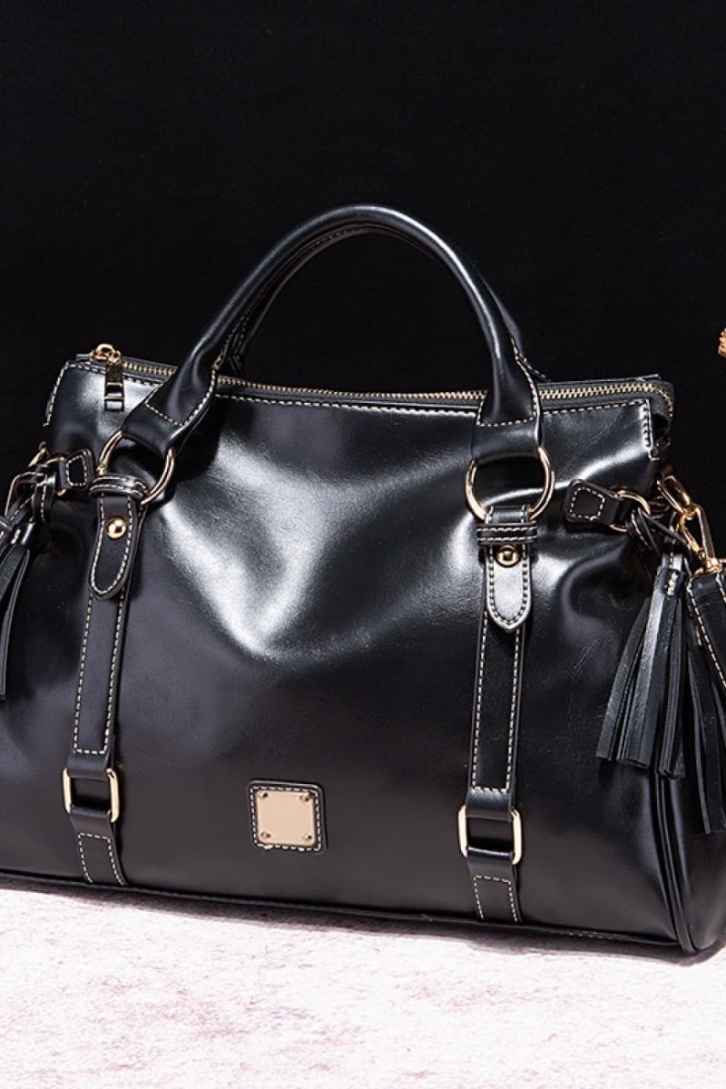 Vegan Leather Handbag with Tassels - Deb Shops