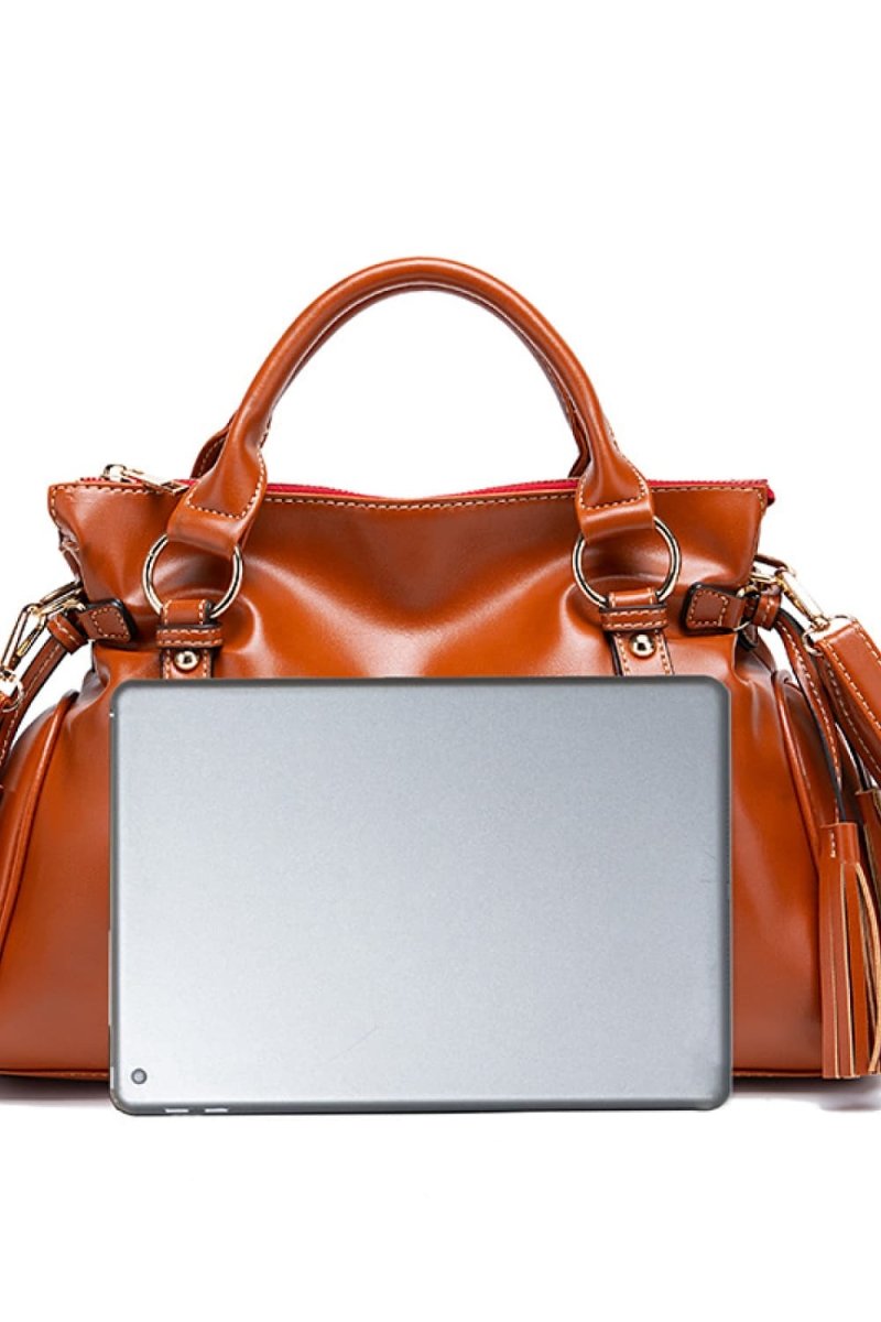 Vegan Leather Handbag with Tassels - Deb Shops