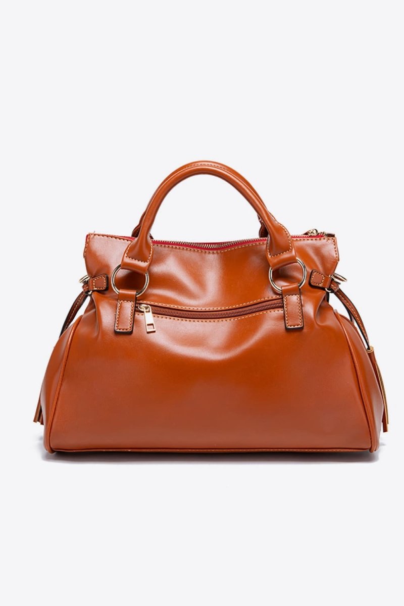 Vegan Leather Handbag with Tassels - Deb Shops