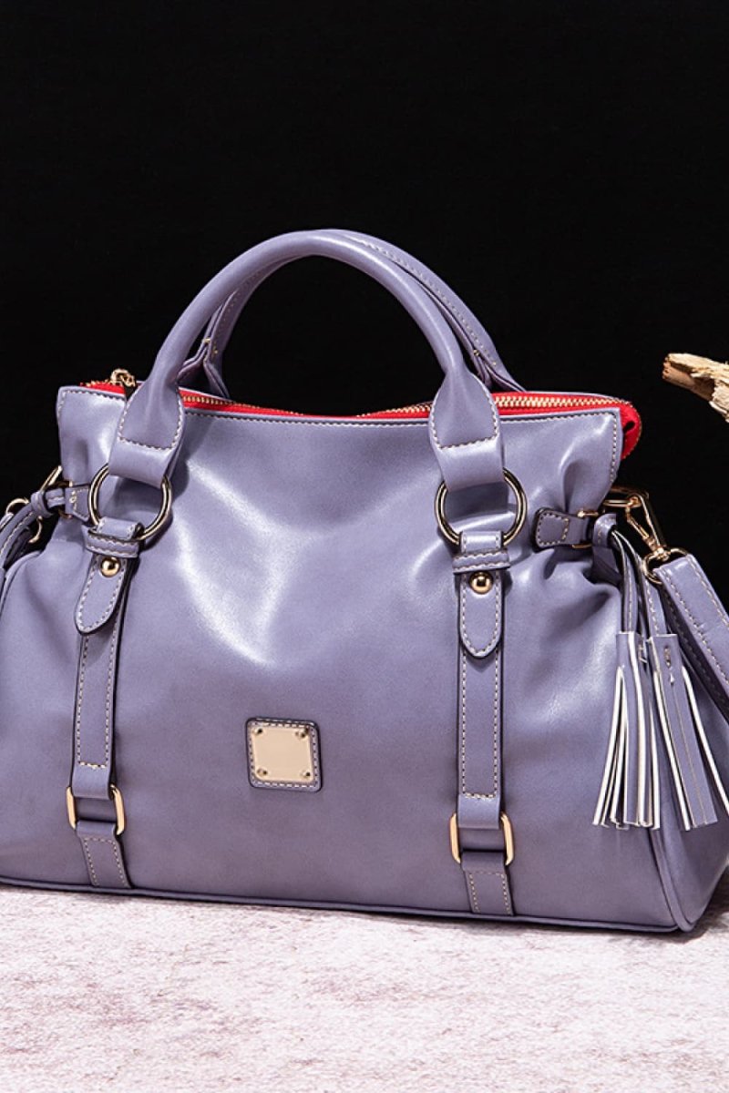 Vegan Leather Handbag with Tassels - Deb Shops