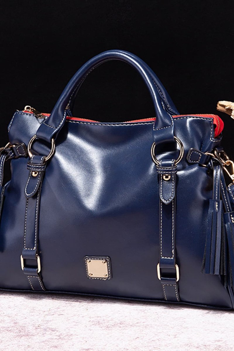 Vegan Leather Handbag with Tassels - Deb Shops