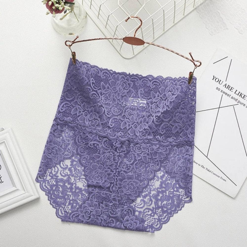 2 Pairs Lace Mesh Floral Lingerie Seamless Panties - Deb Shops