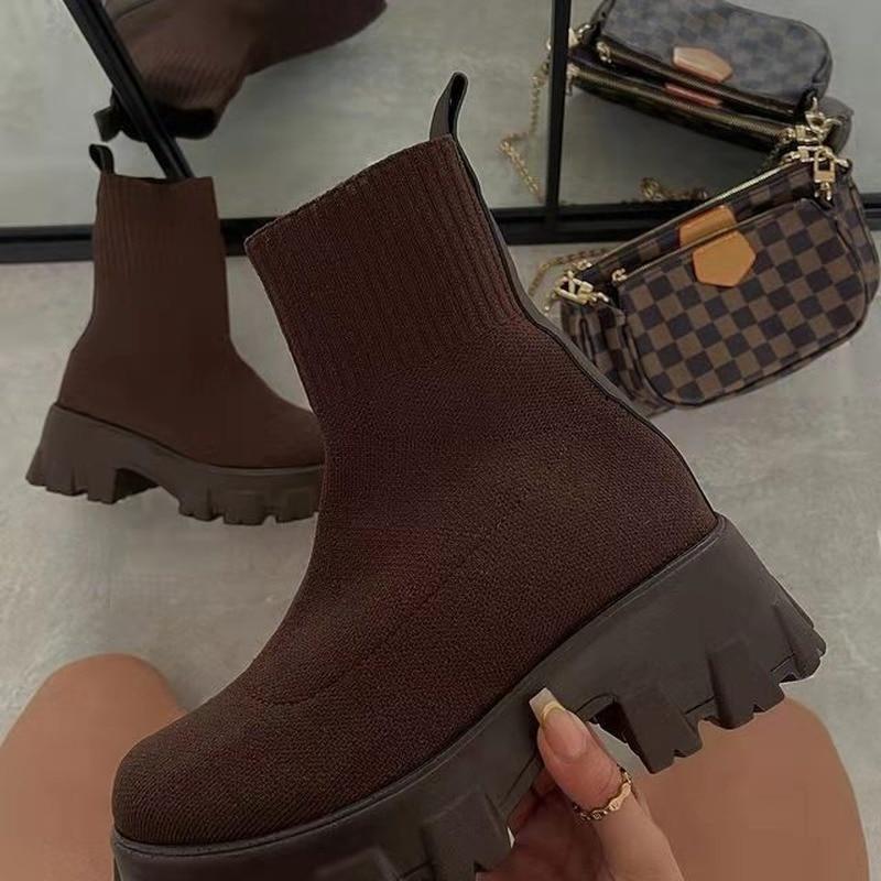 Couple Socks Shoes Knitted Short Boots - Debshops