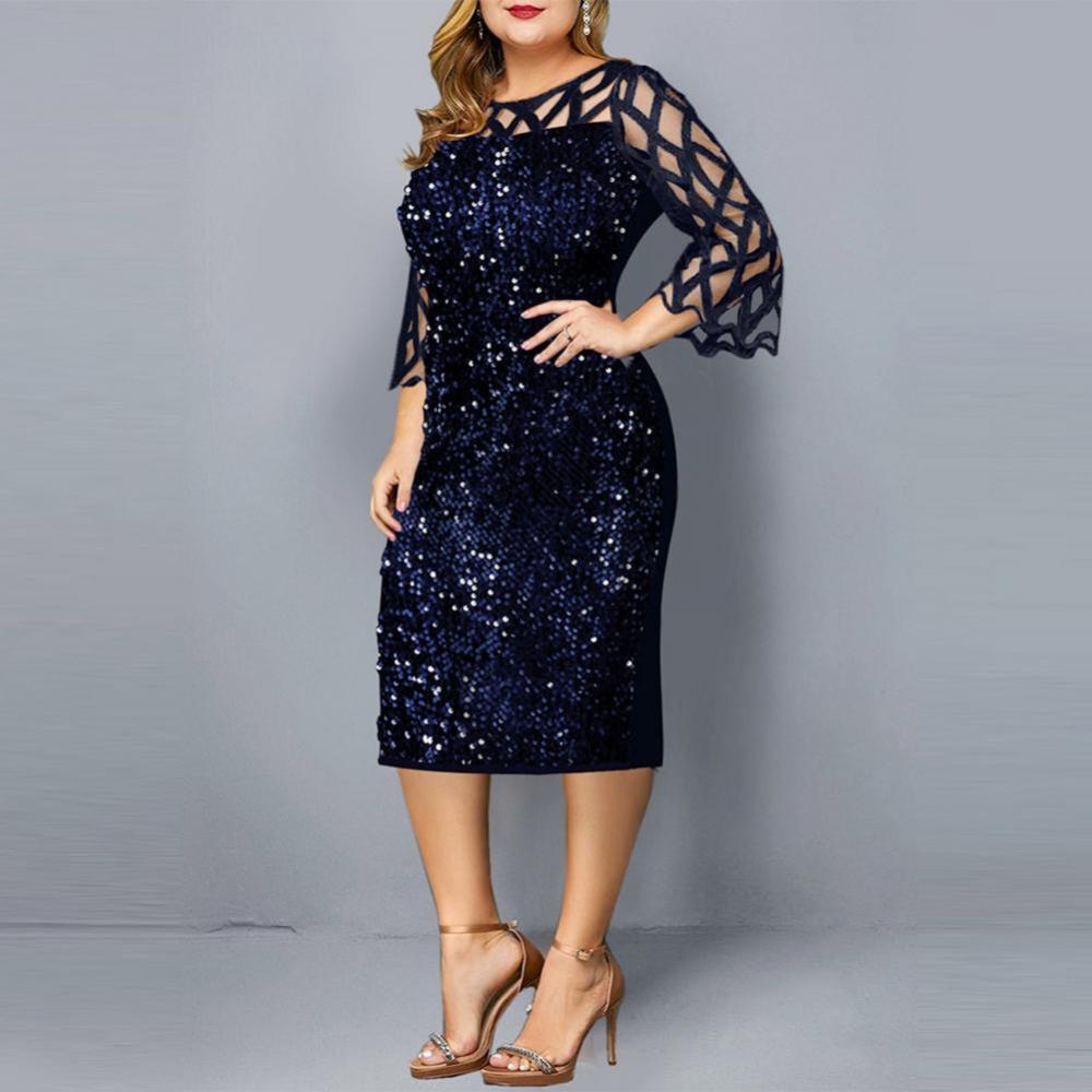Elegant Transparent Sleeve Knee Length Dress - Deb Shops