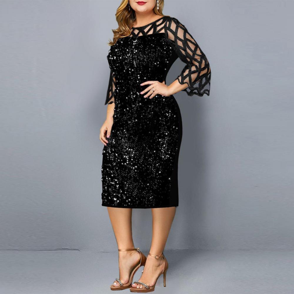 Elegant Transparent Sleeve Knee Length Dress - Deb Shops