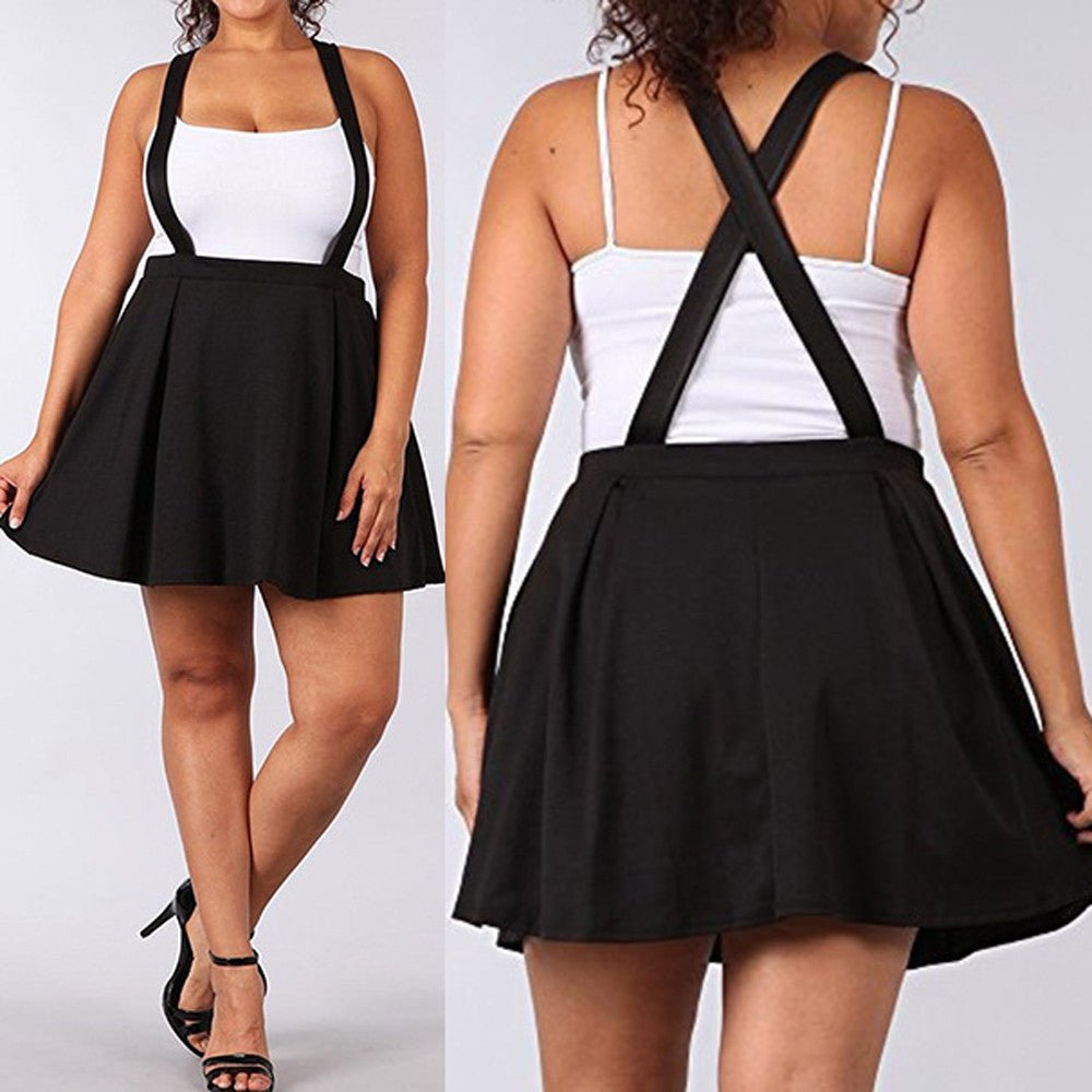 Black Loose Strap Pure Color Short Mini Skirt - Deb Shops