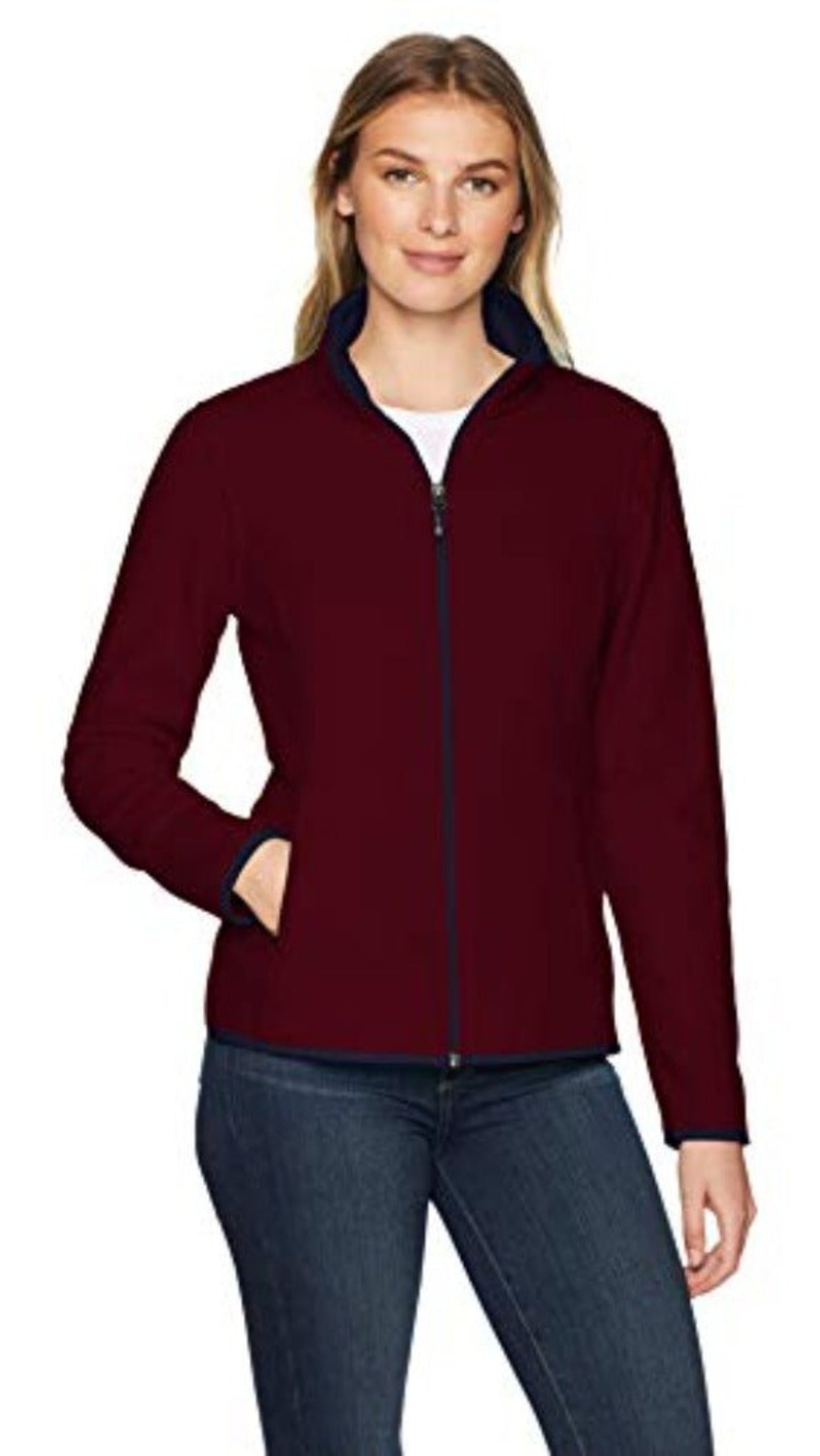 Classic Fit Long - Sleeve Full - Zip Fleece Jacket - Deb Shops