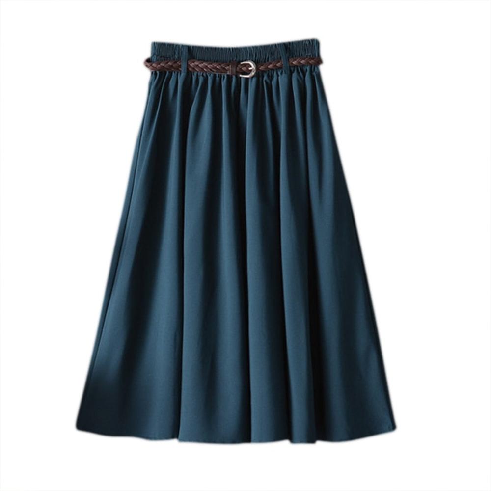 Comfort Solid A Line Mid Calf Skirt - Deb Shops