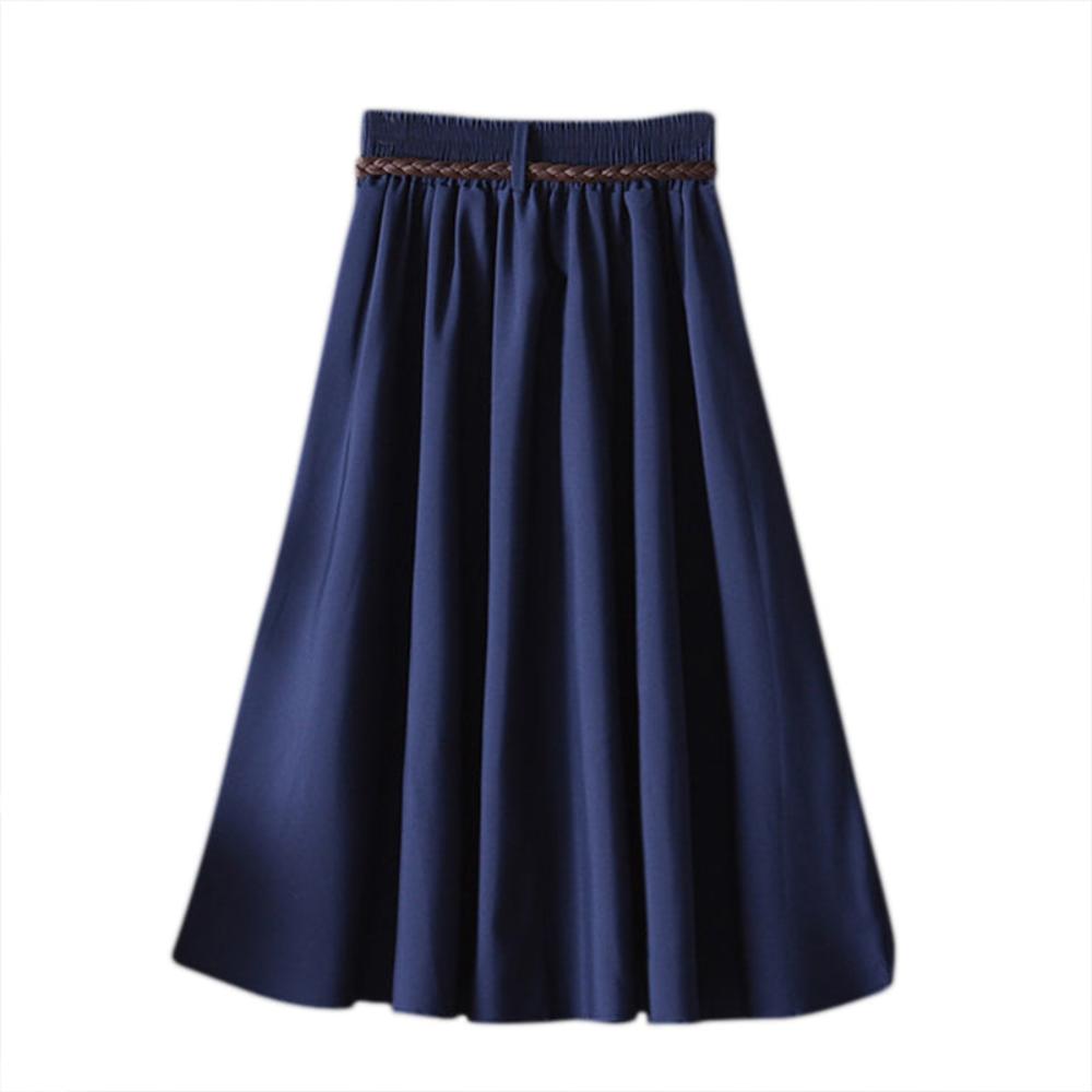 Comfort Solid A Line Mid Calf Skirt - Deb Shops