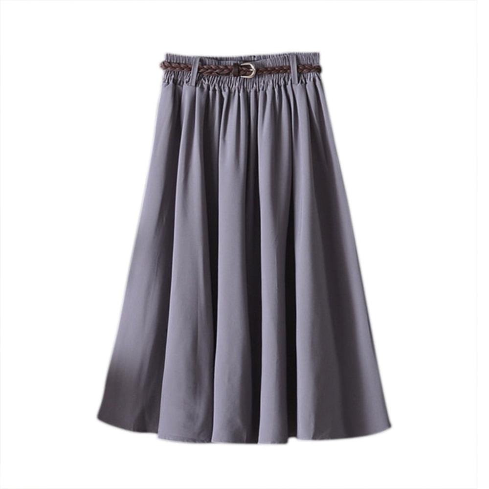 Comfort Solid A Line Mid Calf Skirt - Deb Shops