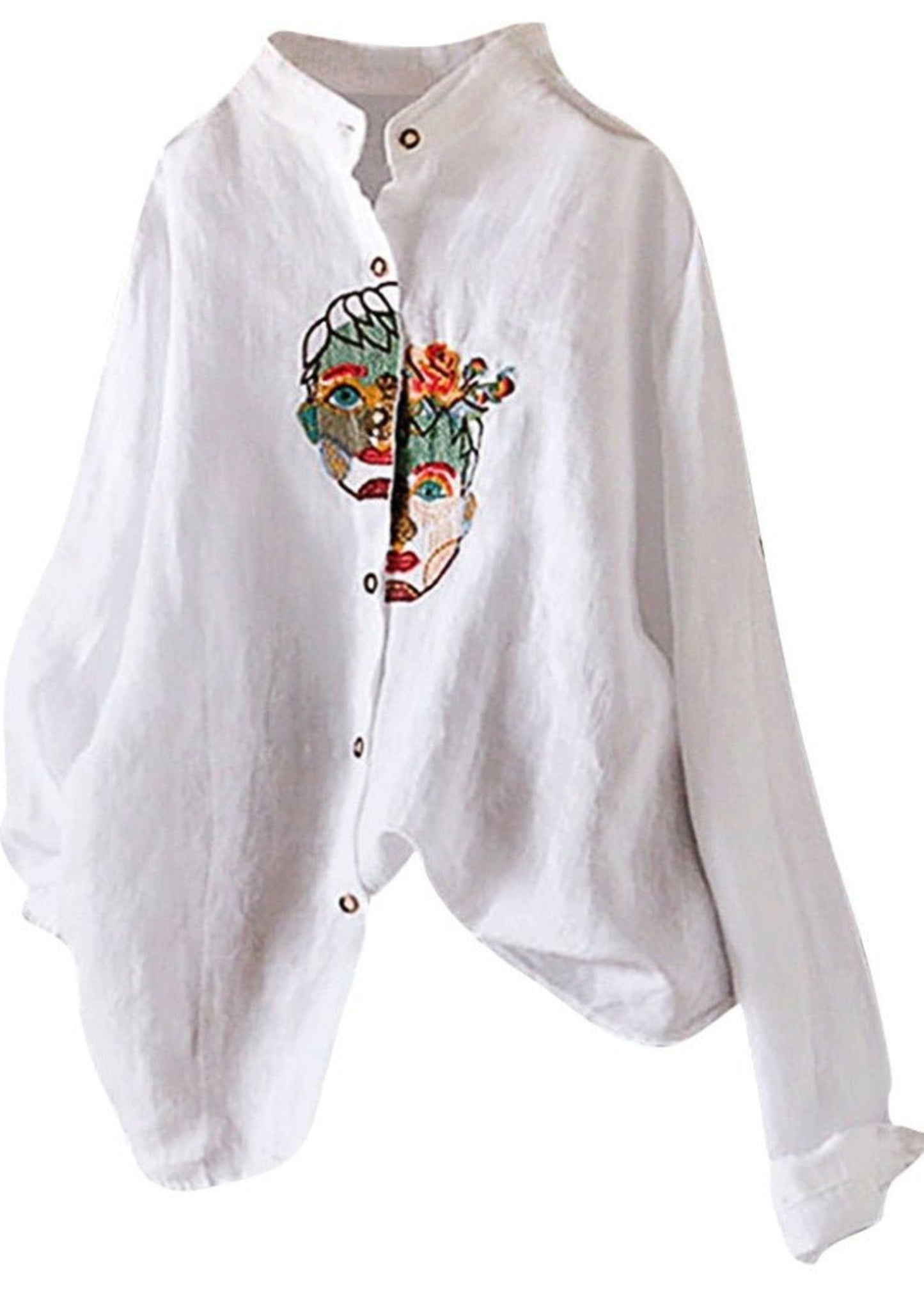 Cotton and Linen Vintage Embroidery Blouse - Deb Shops