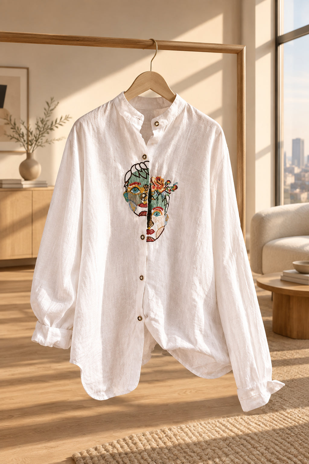 Cotton and Linen Vintage Embroidery Blouse - Deb Shops