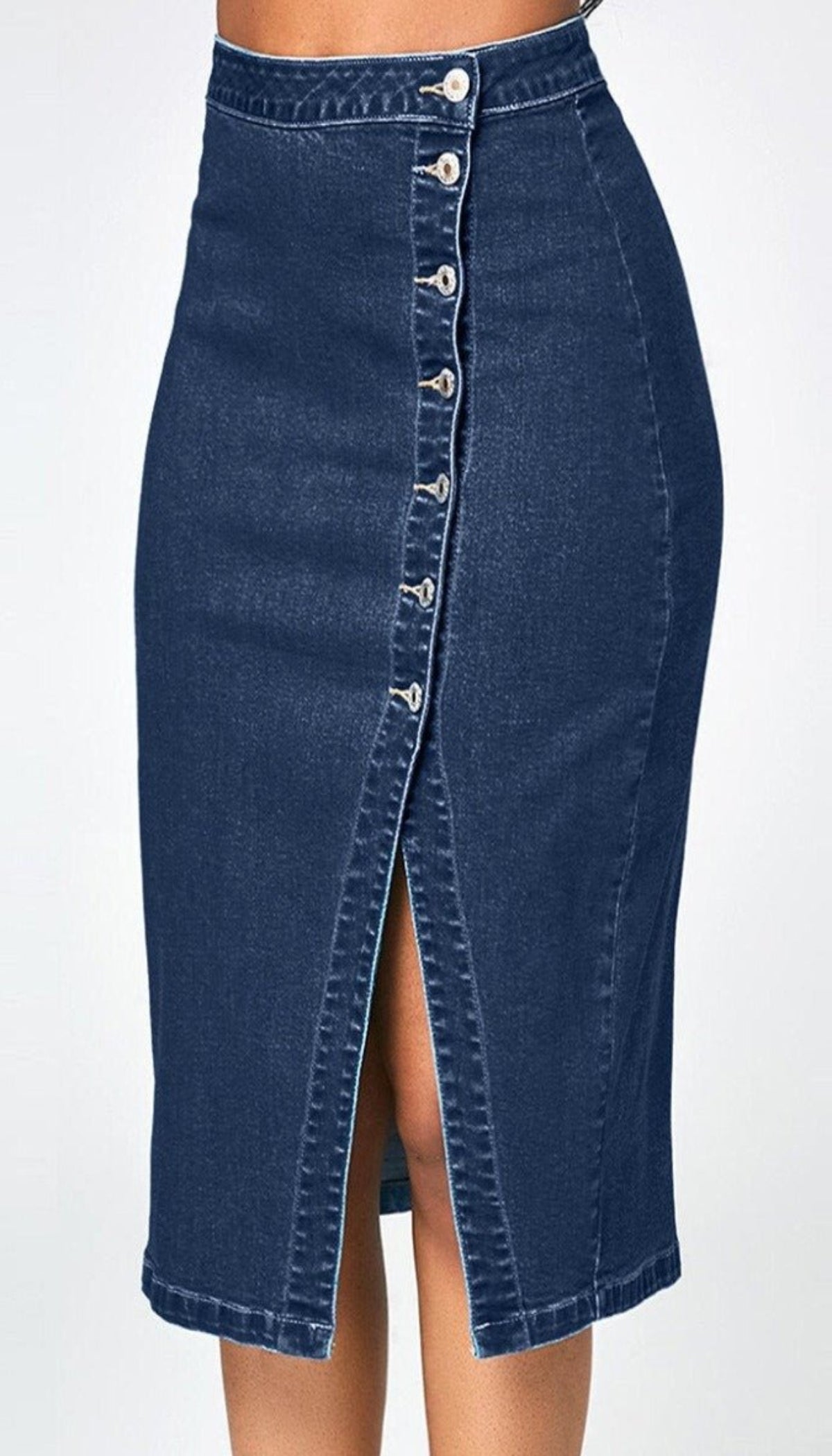 Denim Pencil High Waisted Skirt - Deb Shops
