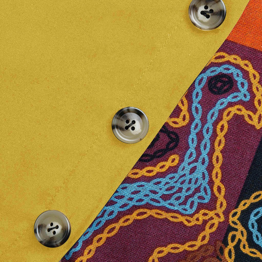 Elegant Patchwork 3/4 Sleeves O Neck Button High Low Hem Long Dress - Deb Shops