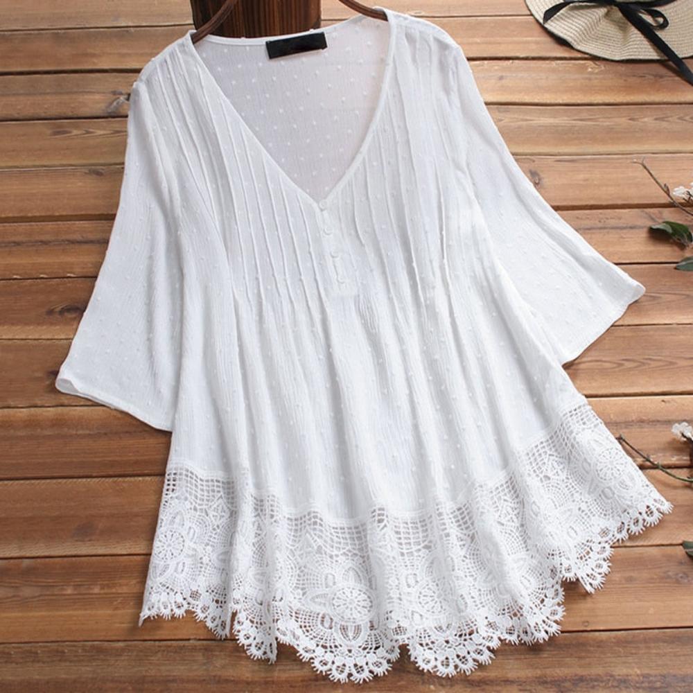 Elegant V Neck Long Sleeve Tunic Blouse - Deb Shops