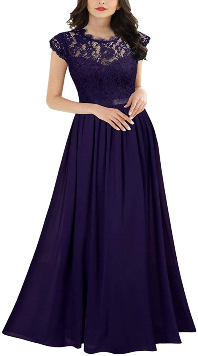 Floral Lace Evening Party Maxi Dress - Deb Shops
